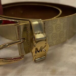 Michael Kors Gold and Tan Logo Belt
